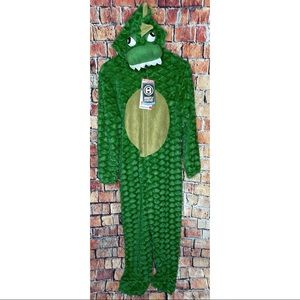 Briefly Stated Unisex T-Rex Dinosaur Green Soft Hooded Half Zip Union Suit Small